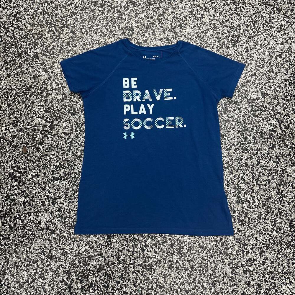 Under Armour Girls HeatGear 'Be Brave. Play Soccer.' Blue Graphic T-Shirt